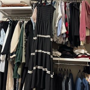 Elegant Black Dress with Lace Accents